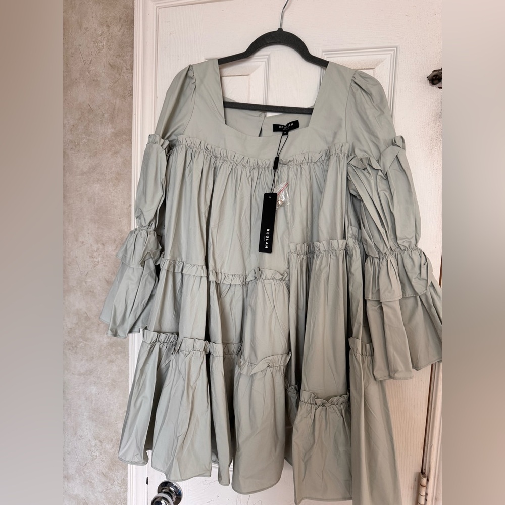 Beulah Light Green Gathered Dress